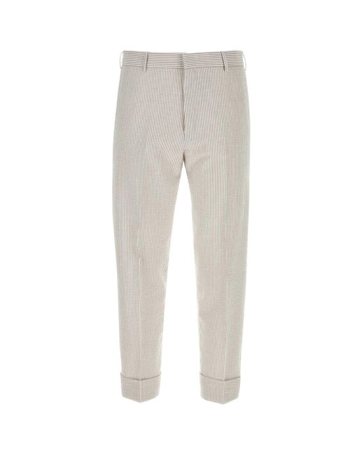 PT01 Gray Embroidered Stretch Cotton Pant for men