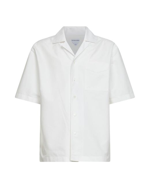 Bottega Veneta White Chalk Cotton Poplin Bowling Shirt for men