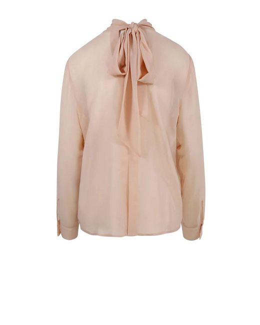P.A.R.O.S.H. Pink Shirt Blouse With Back Bow