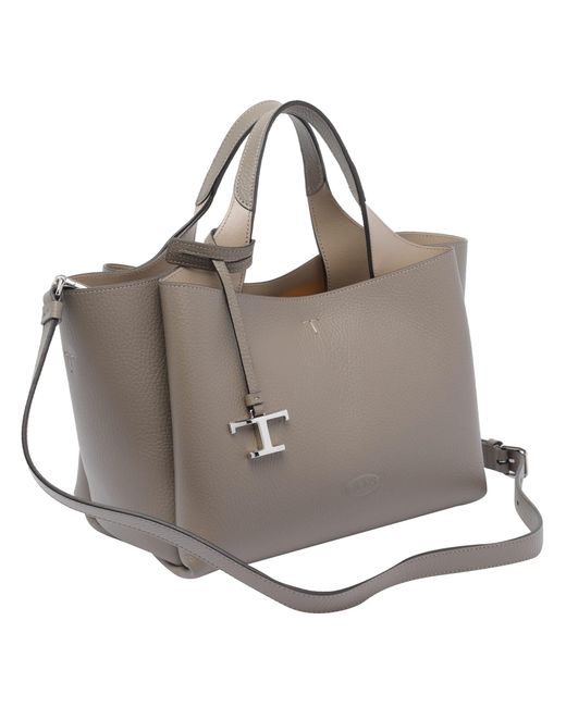Tod's Gray Mini Handbag With T Timeless Charm