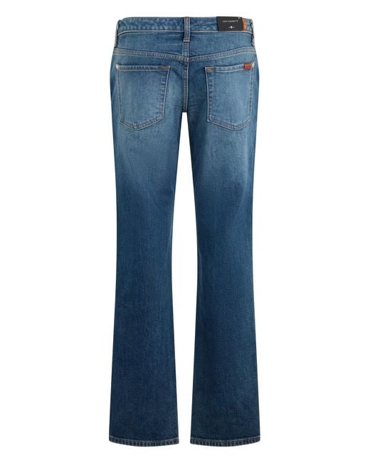 7 For All Mankind Blue Straight-Leg Jeans Cotton