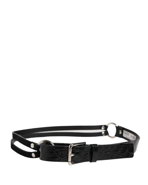Dolce & Gabbana Black Exotic Leather Metal Buckle Belt Eel Caiman Moluro Python