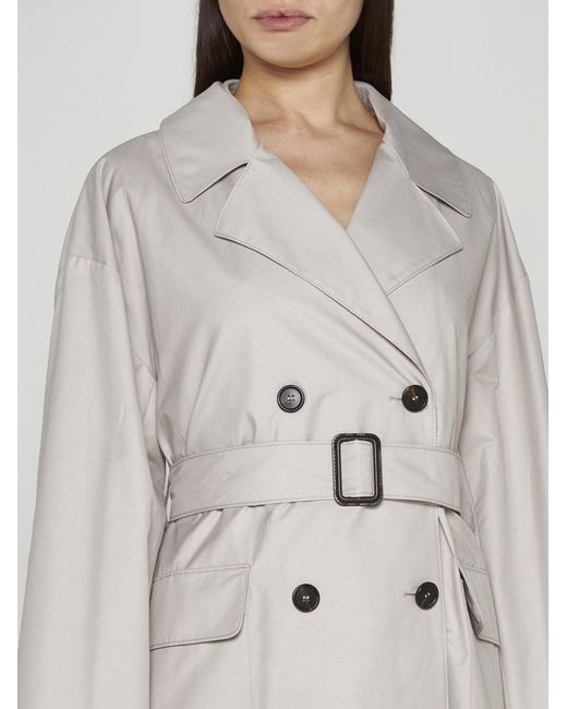 Max Mara White Belted Cotton-blend Trench Coat