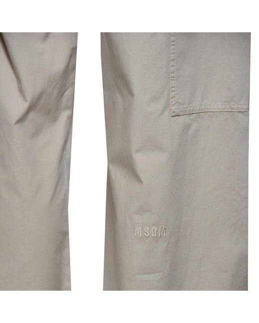MSGM Gray Straight-Leg Drawstring Cargo Trousers for men
