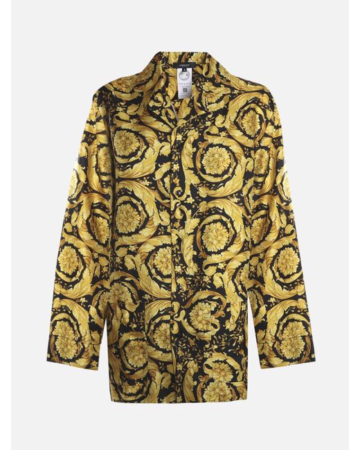 Versace Silk Shirt With Allover Baroque Print in Gold (Metallic) Lyst