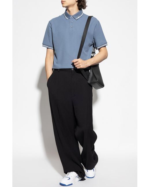 Emporio Armani Blue Cotton Polo for men