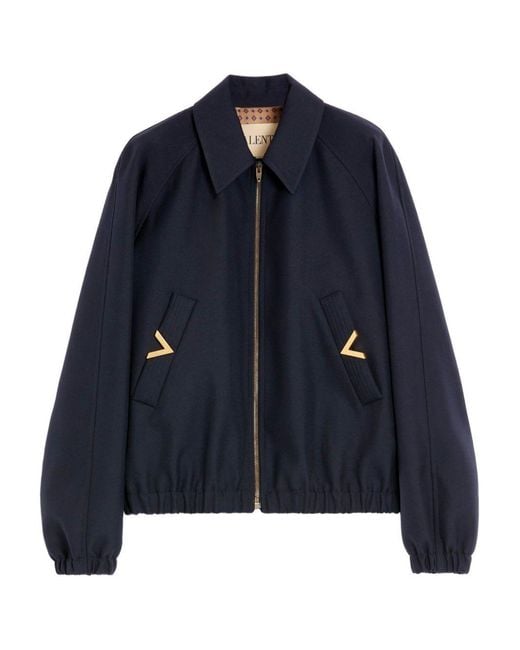 Valentino Blue Vgold Wool Blend Blouson Jacket for men