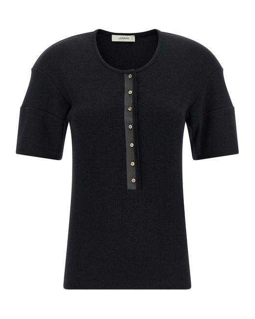 Lemaire Black 'Henley' Sweater