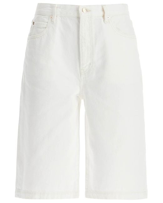 FRAME White Flared Denim Bermuda Shorts