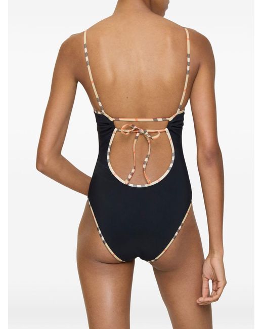 Burberry Black Check Detail Swimsuit