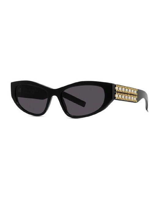 Givenchy Black Sunglasses Cat Eye Full Rim, Shiny- With Studs Frame And Lens Gv40078I01A