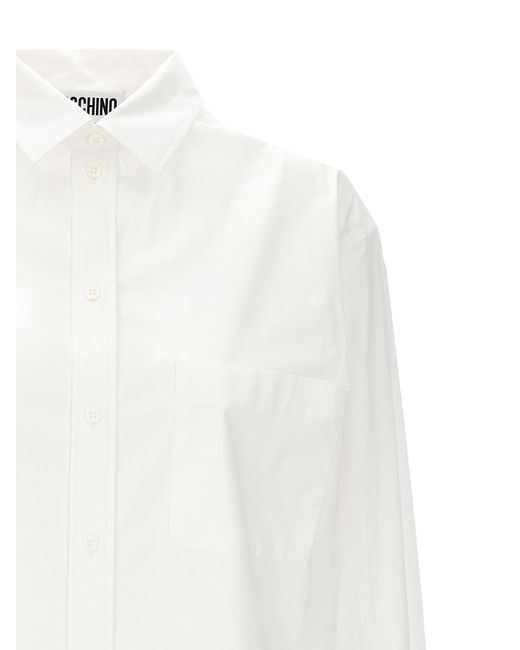 Moschino White Tailored Stretch Cotton Poplin Shirt With Front Pocket