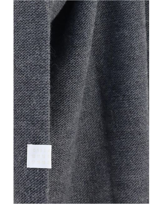 MM6 by Maison Margiela Gray Oversized V-Neck Sweater