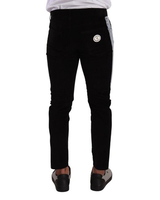 Dolce & Gabbana Black Elegant Slim-Fit Cotton Jeans for men