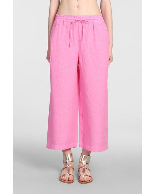 120% Lino Pants In Rose-pink Linen