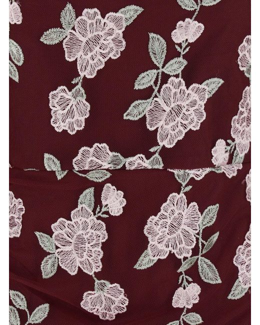 ROTATE BIRGER CHRISTENSEN Purple Bordeaux Dress With All-Over Floral Embroidery