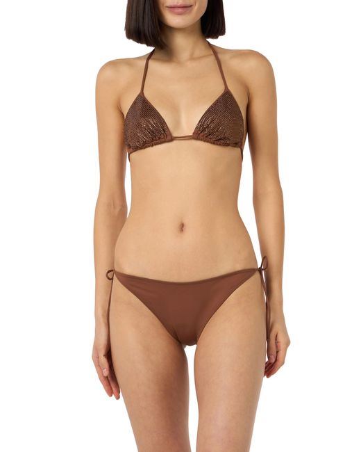 Mc2 Saint Barth Brown Annabelle Rhinestone Triangle Bikini Top