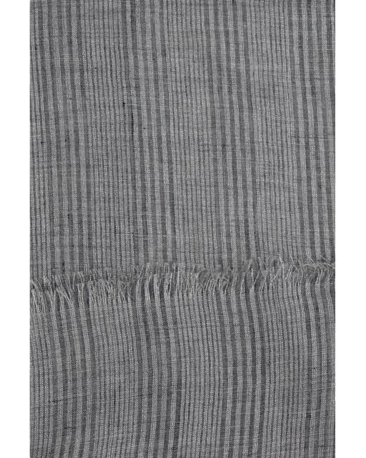 Brunello Cucinelli Gray Linen Scarf With Lurex Details Linen; Viscose; Polyester
