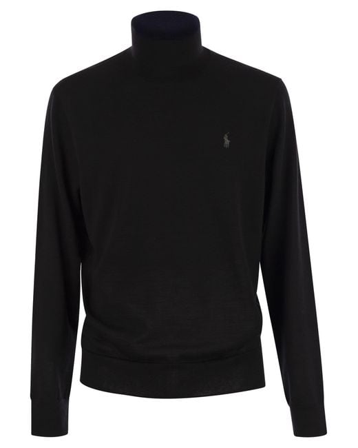 Ralph Lauren Black Wool Turtleneck Sweater for men