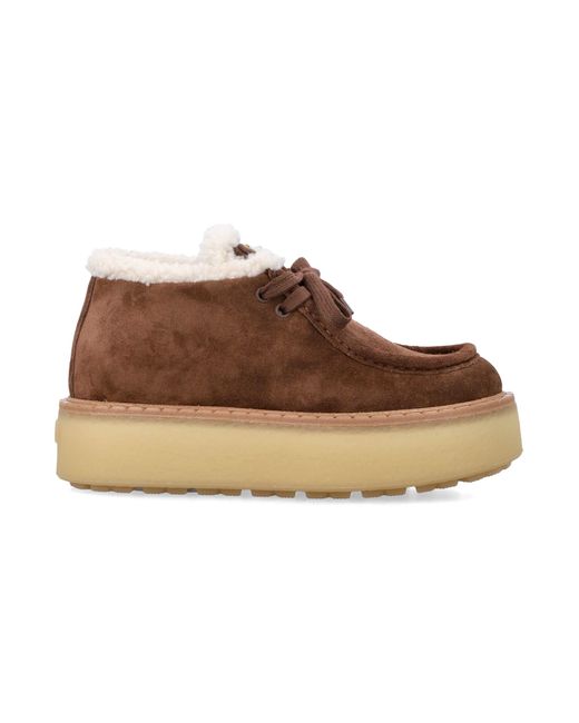 Prada Brown Suede Chukka Boots With Shearling Lining