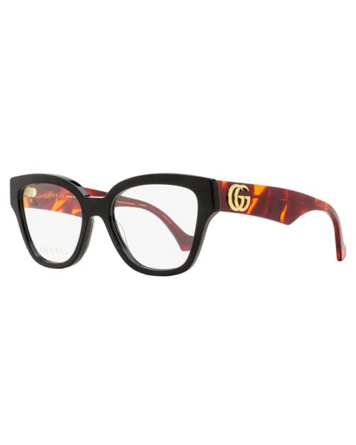 Gucci Black Sculpted Square Eyeglasses Gg1424O 007-Havana 54Mm Plastic (Acetate)
