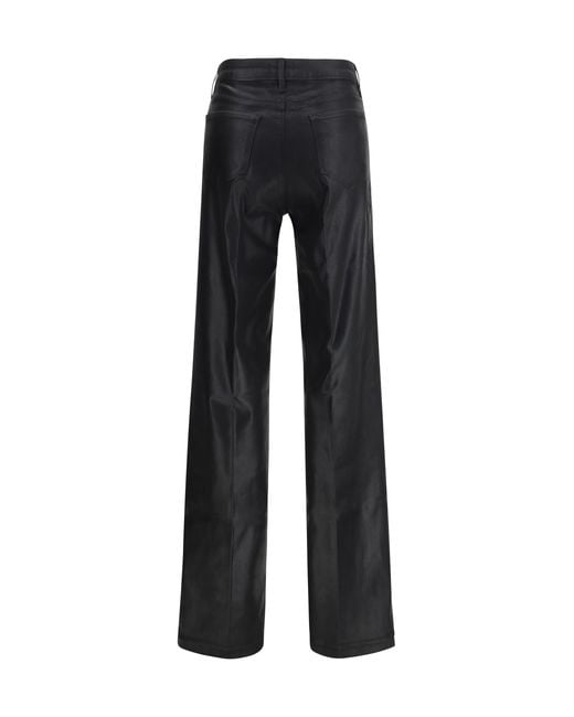 L'Agence Black Clayton Coated Wide Leg Jeans Noir Cotton; Elastane; Spandex