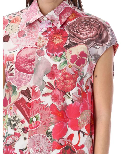 Marni Red Floral Print Shirt
