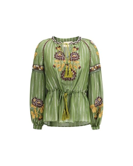 Valentino Garavani Green Bicolor Silk Pattern Shirt