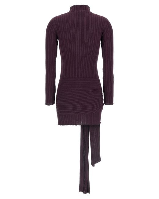 GIUSEPPE DI MORABITO Purple Jewel Brooch Dress Wool Acrylic Polyamide