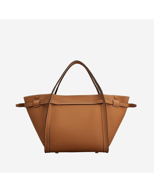 Tod's Brown Leather Shopping Bag With Logo Calfskin Handbags