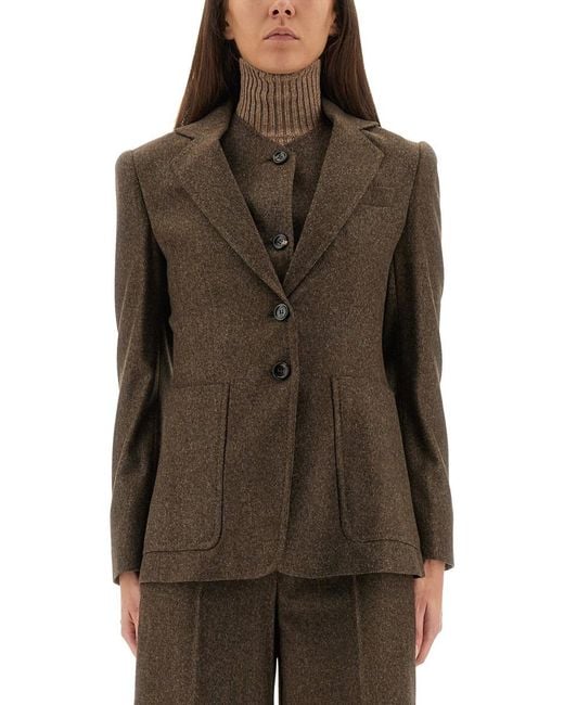 Max Mara Brown Jacket Bermuda12 Virgin Wool Ovis Aries