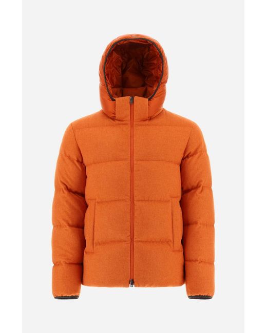 Herno Orange Cashmere, Silk And Nylon Ultralight Bomber Jacket for men