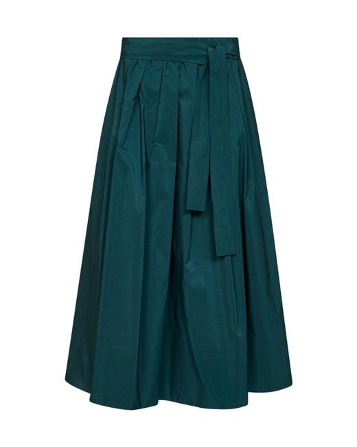 Weekend by Maxmara Green Midi Skirt Wkdalpaca Taffeta Polyester
