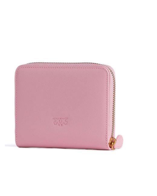 Pinko Pink Logo Plaque Zip Around Wallet