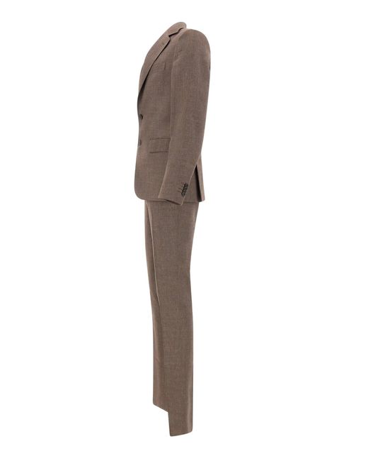 Brian Dales Brown Linen And Wool Two-Piece Suit for men