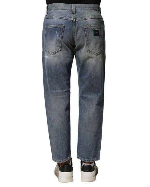Dolce & Gabbana Blue Distressed Denim Relaxed Fit for men