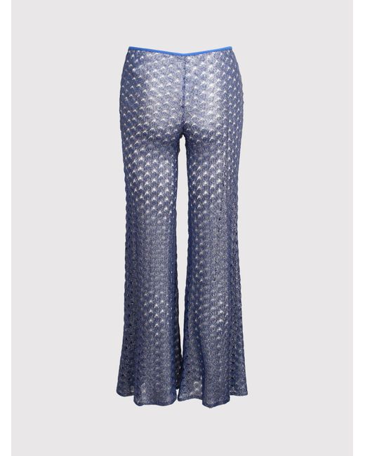 Missoni Blue Lace-Effect Flared Trousers