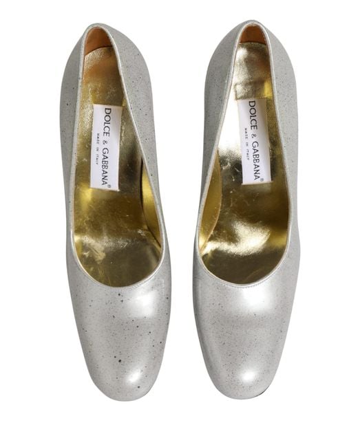 Dolce & Gabbana White Leather High Heels Pumps Shoes