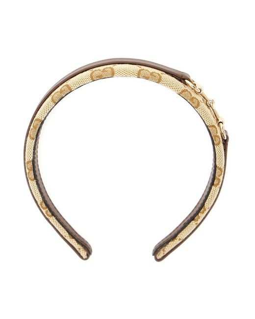 Gucci White Headband Horsebit Gg Canvas Cotton Accessory