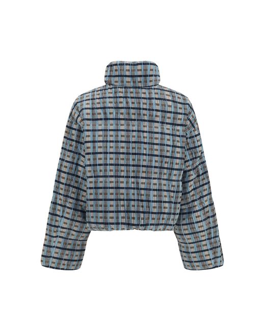 GONGDID DESIGN Blue Short Padded High-Neck Jacket