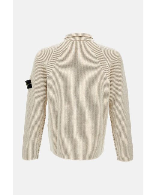 Stone Island Natural Ribbed Sweater for men
