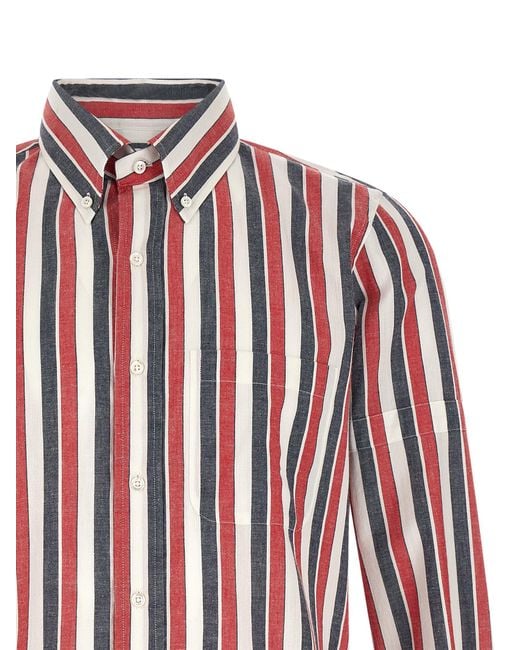 Thom Browne Red Madras Cotton Shirt for men