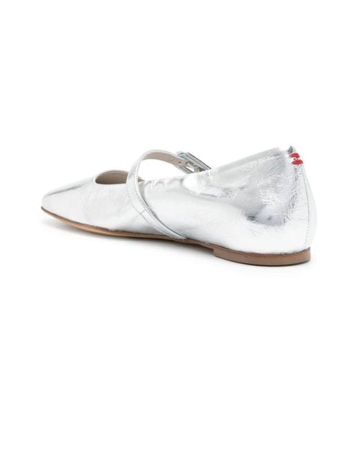 Halmanera White Page Metallic Ballerina Shoes