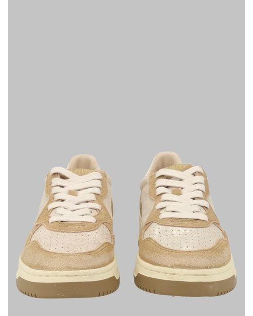 Autry Natural Sneakers Medalist Low Laminated Suede Cow Leather Trainers