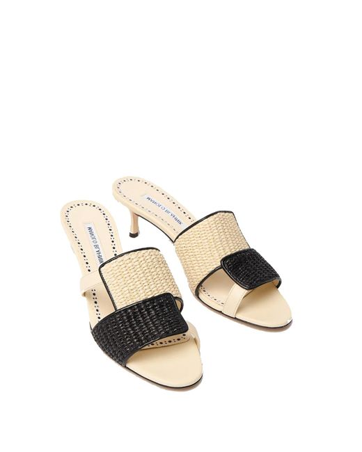 Manolo Blahnik Metallic Fabiolamu 50 Sandals