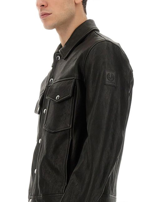 Belstaff Black Leather Jacket for men