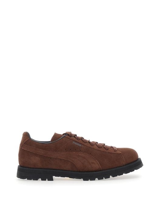 PUMA Brown Sneakers, Leather Leather/Rubber Trainers for men