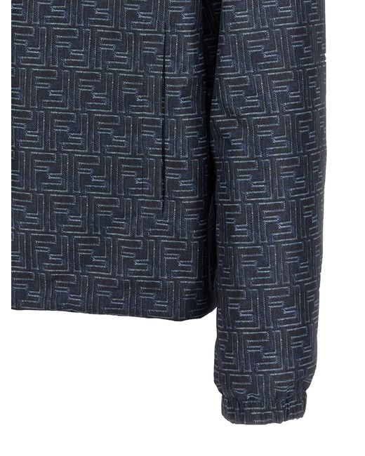 Fendi Blue Ff Windbreaker for men
