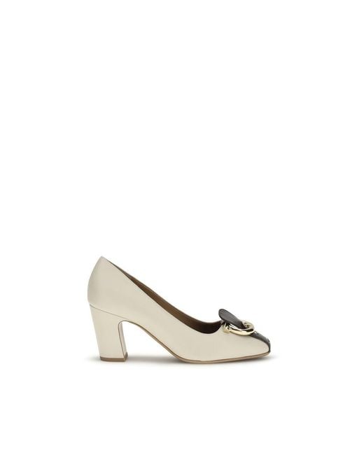 Ferragamo Metallic Beige Calf Leather Bos Taurus High Heel Pumps