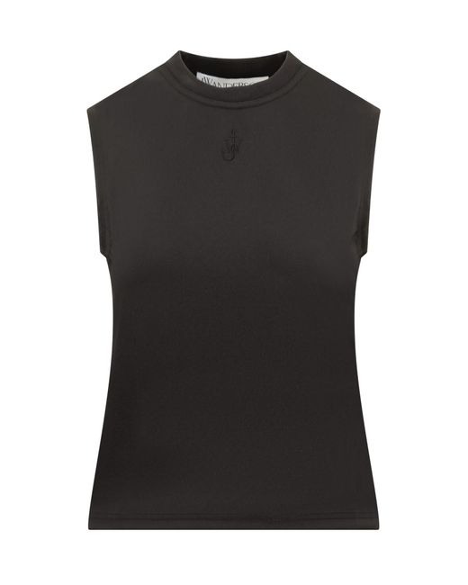 J.W. Anderson Black Tank Top With Embroidered Logo